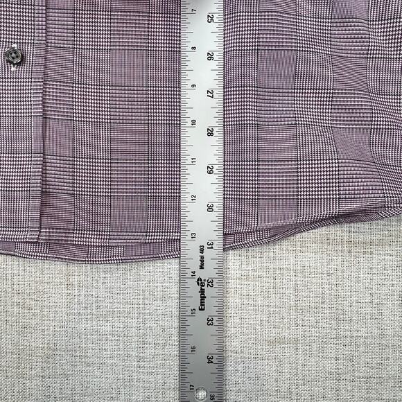 Jos. A Bank Travelers Collection Long Slv Dress Shirt Mens XL Purple Houndstooth - Picture 6 of 6